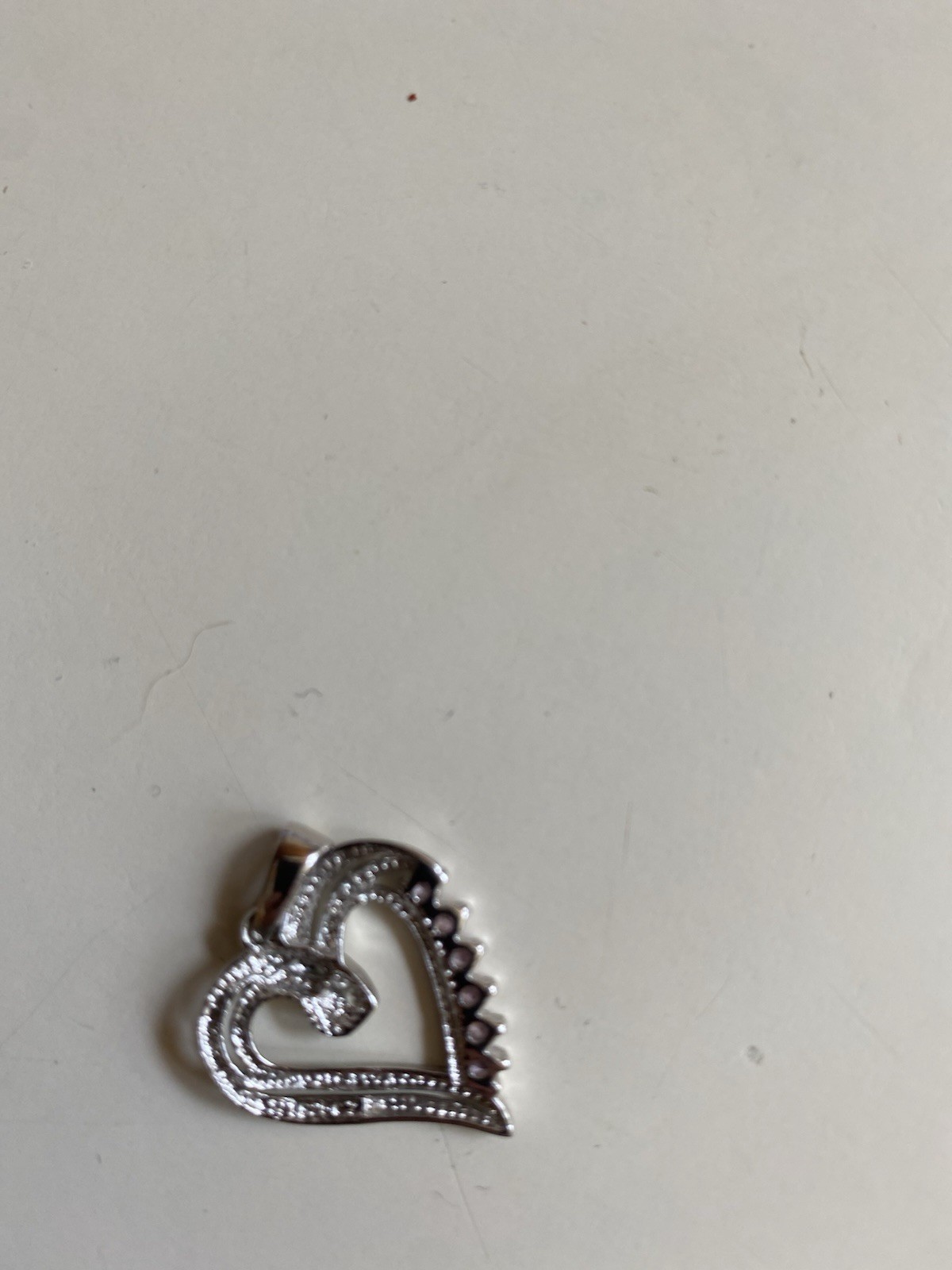Sterling silver Heart Charm Pendant with Clear Crystal Stones Love Theme