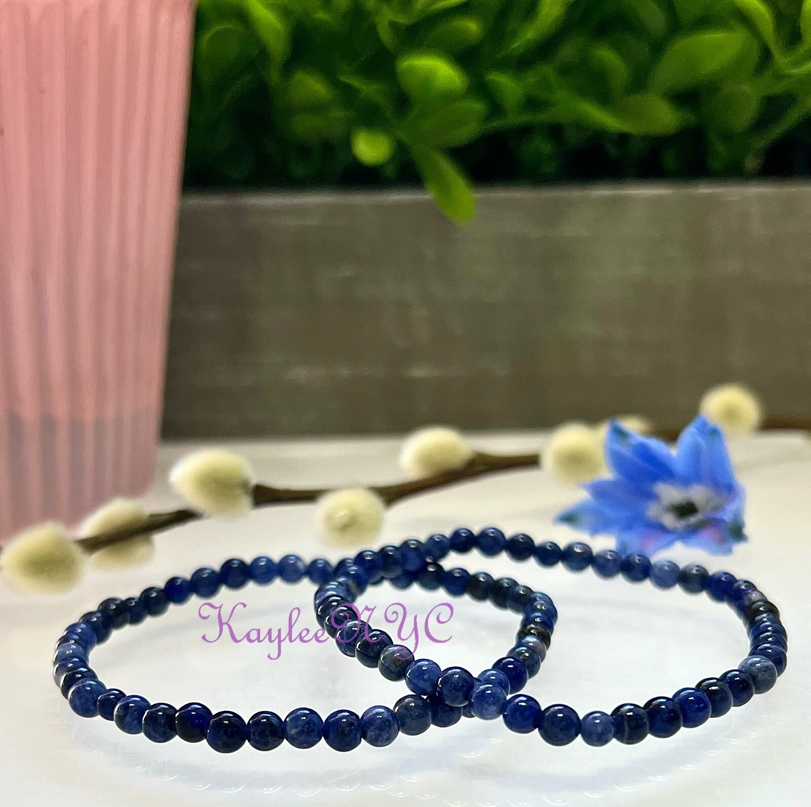 Wholesale Lot 6 Pcs Natural Sodalite 4mm 7.5” Crystal Stretch Bracelet