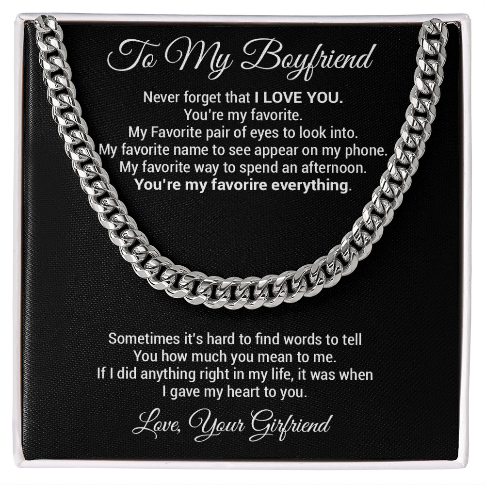 Boyfriend Gift Cuban Chain Necklace, Gift for Him, Boyfriend Gift Ideas