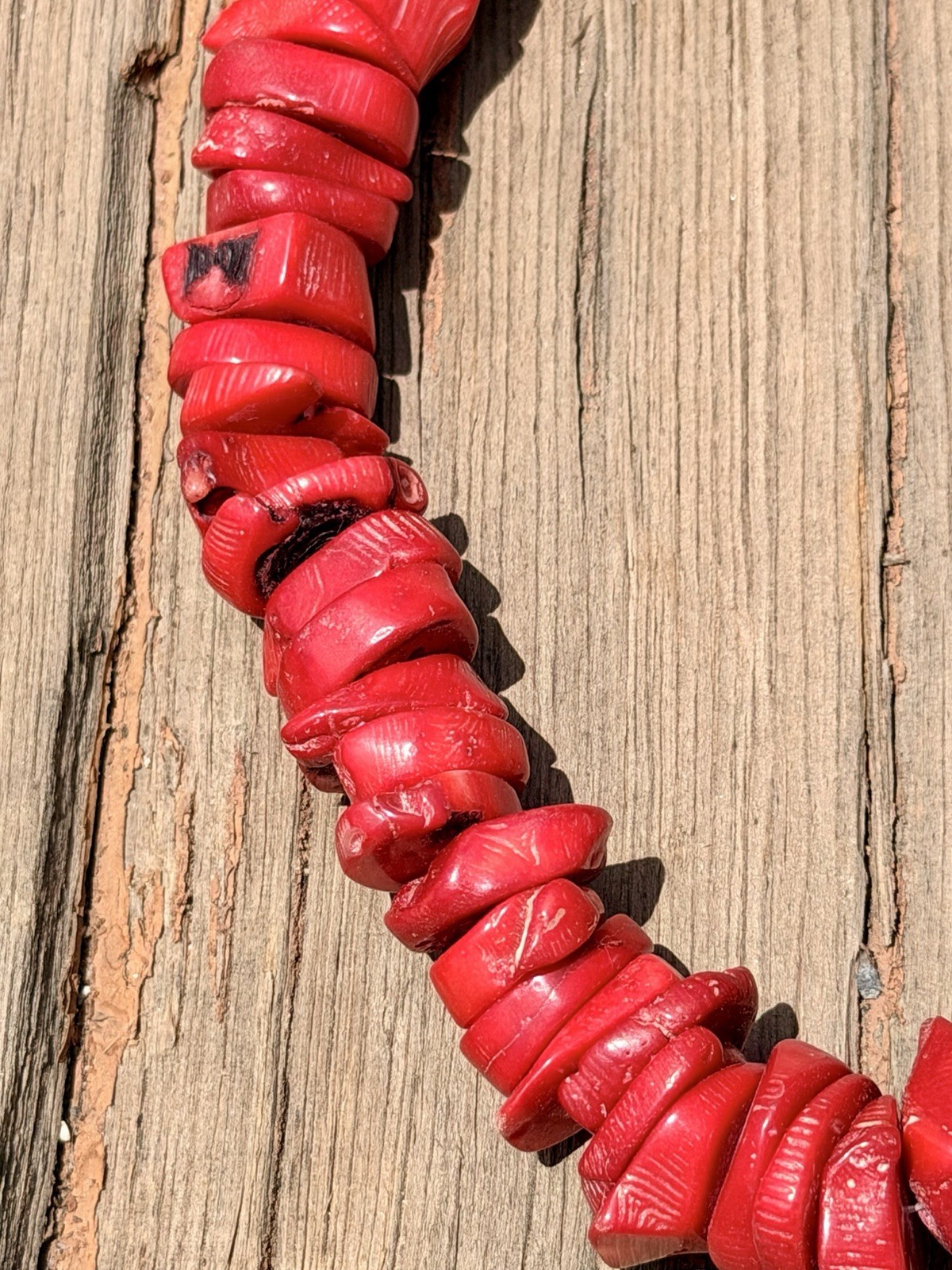 Red Dyed Chunky Branch Coral Necklace 925 Toggle Clasp 18”