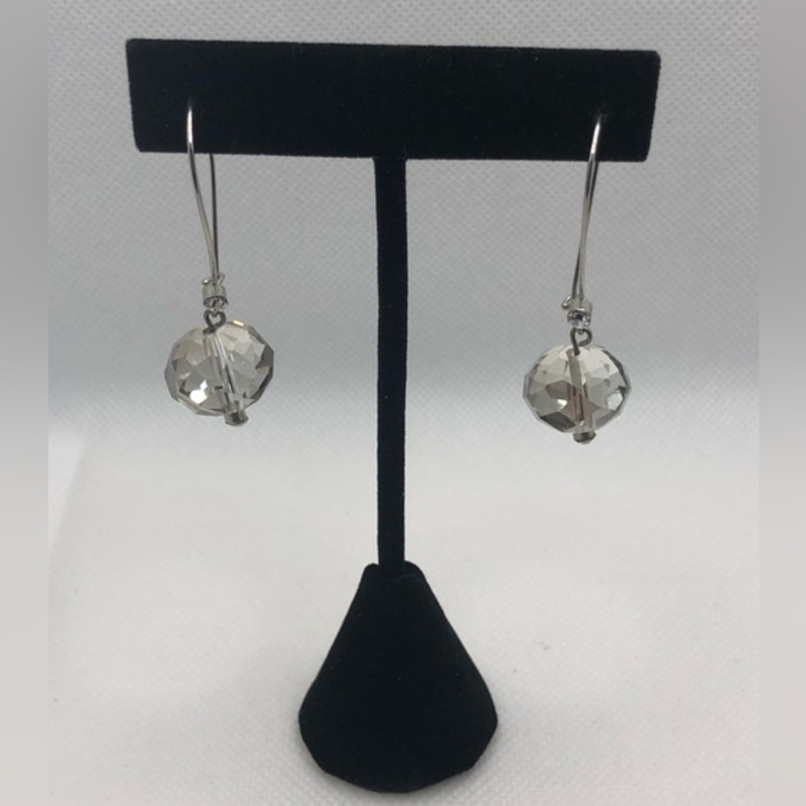 Long Sparkly Clear Bead Earrings