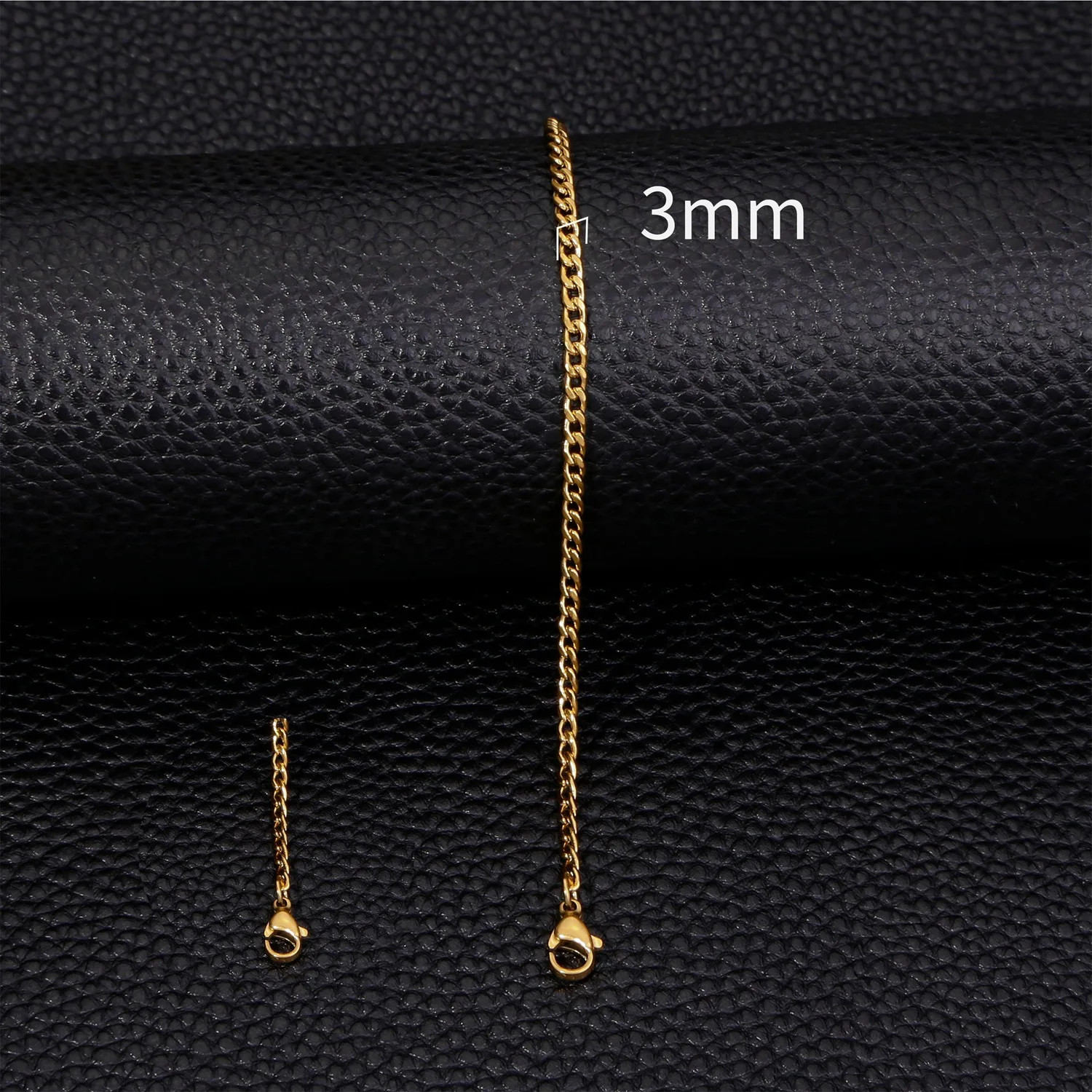 3mm Stainless Steel Cuban Chain Bracelet Gold Color Unisex Men Women Jewelry