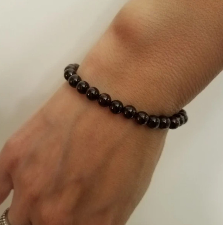 Handmade Natural Garnet Elastic Stretch Bracelet – 5mm Crystal Gemstone Bead