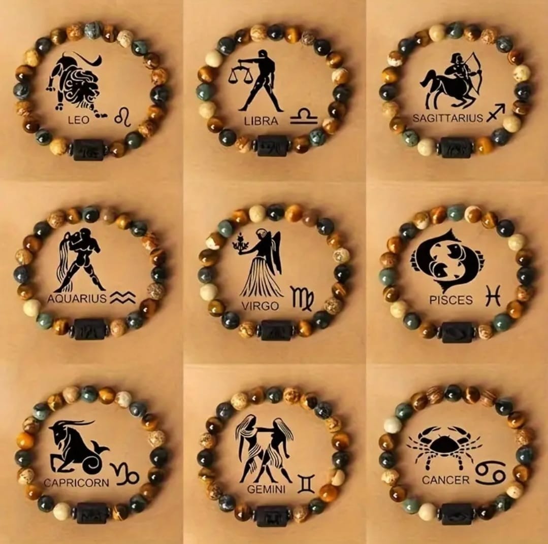 Zodiac Sign Bracelet – Handmade Triple Protection – 12 Constellations Gift