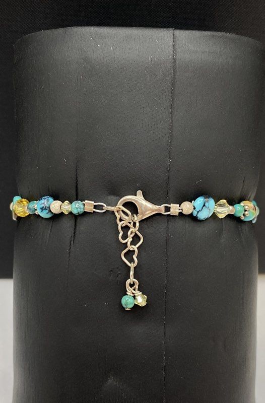 Sterling Silver 925 Turquoise Faux Opal Jewelry Set Ring Size 6.25 Bracelet 8″