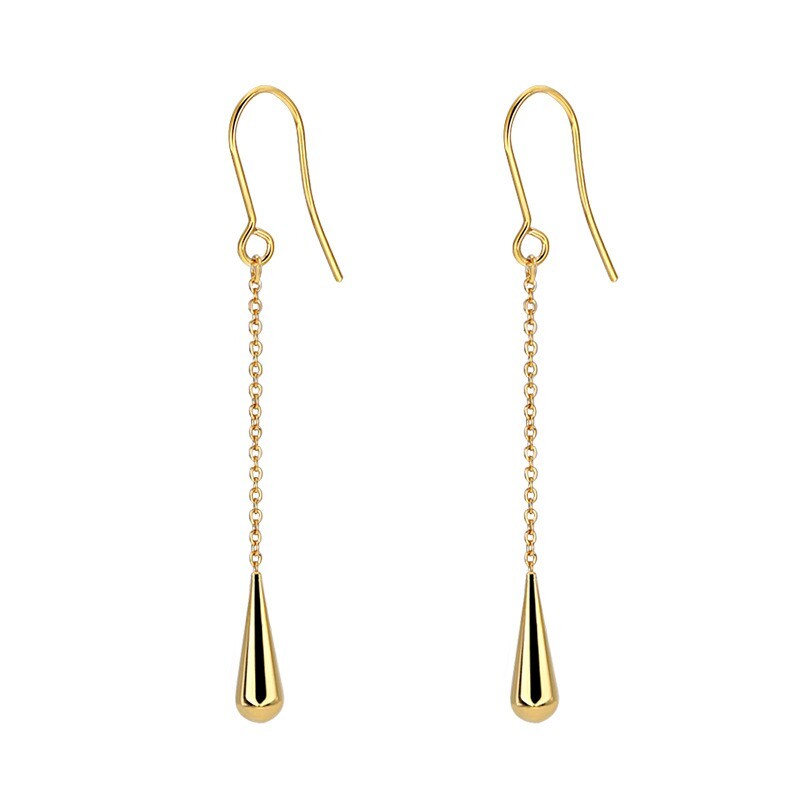 Fashion Titanium Hypoallergenic Steel Tassel Long Chain Teardrop Drop Earrings