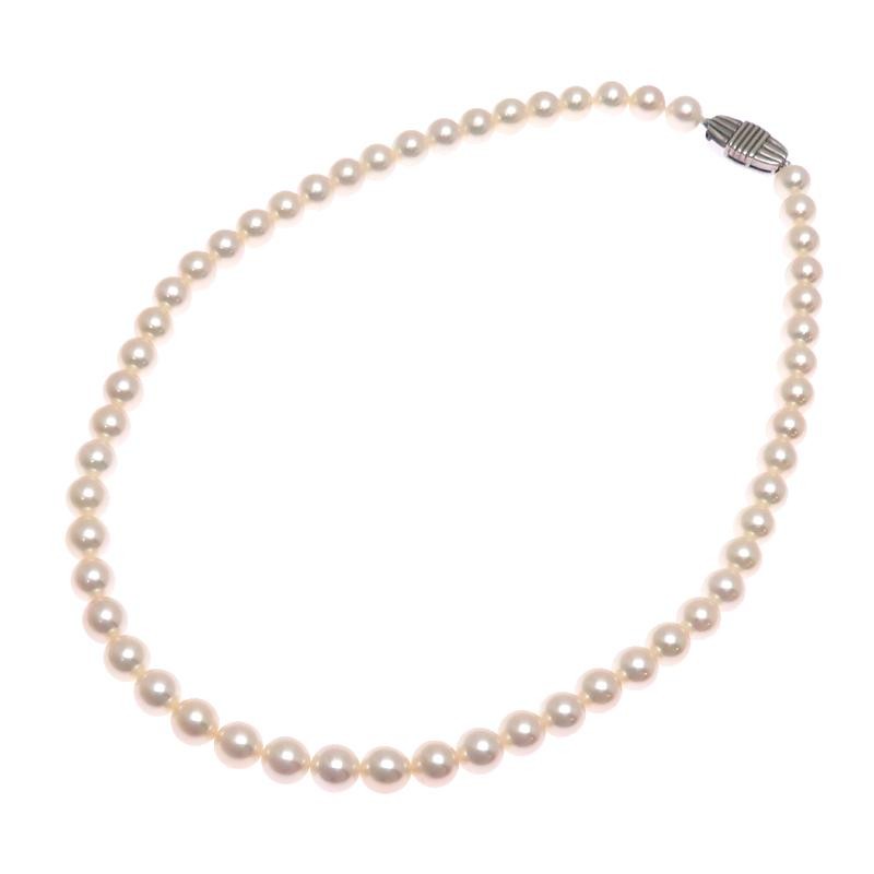 [USED] MIKIMOTO 7.0-7.5mm Pearl Necklace in 18K White Gold for Women FROM JAPAN