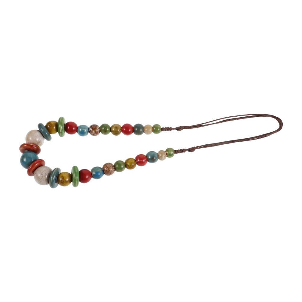 1 Pc Colorful Ceramic Bead Necklace Lightweight Durable Boho Jewelry for Women