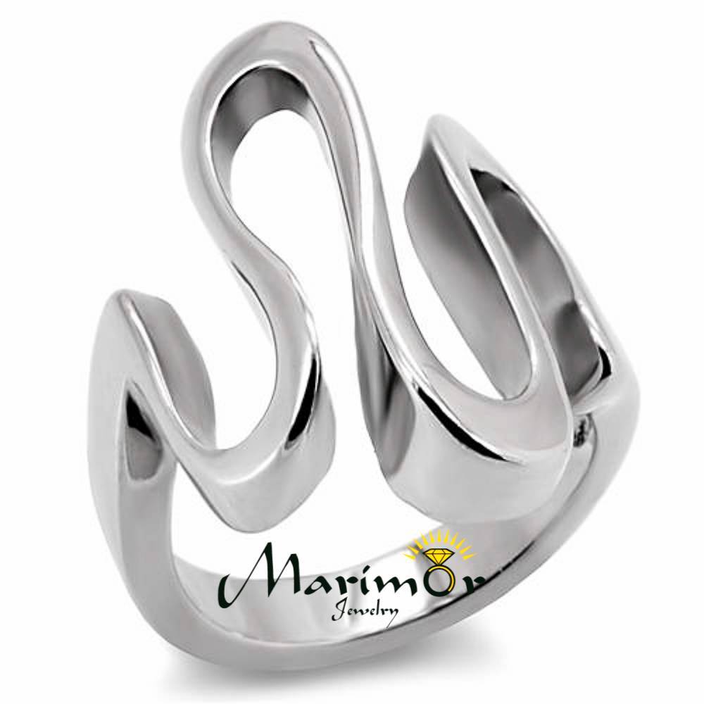 High Polished Stainless Steel 316 Wave Cocktail Fashion Ring Women’s Size 5-10