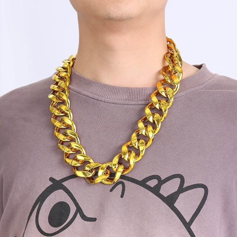 Set of 2 Durable Plastic Gold Chain Necklace Lightweight Neck Chain Comfortable