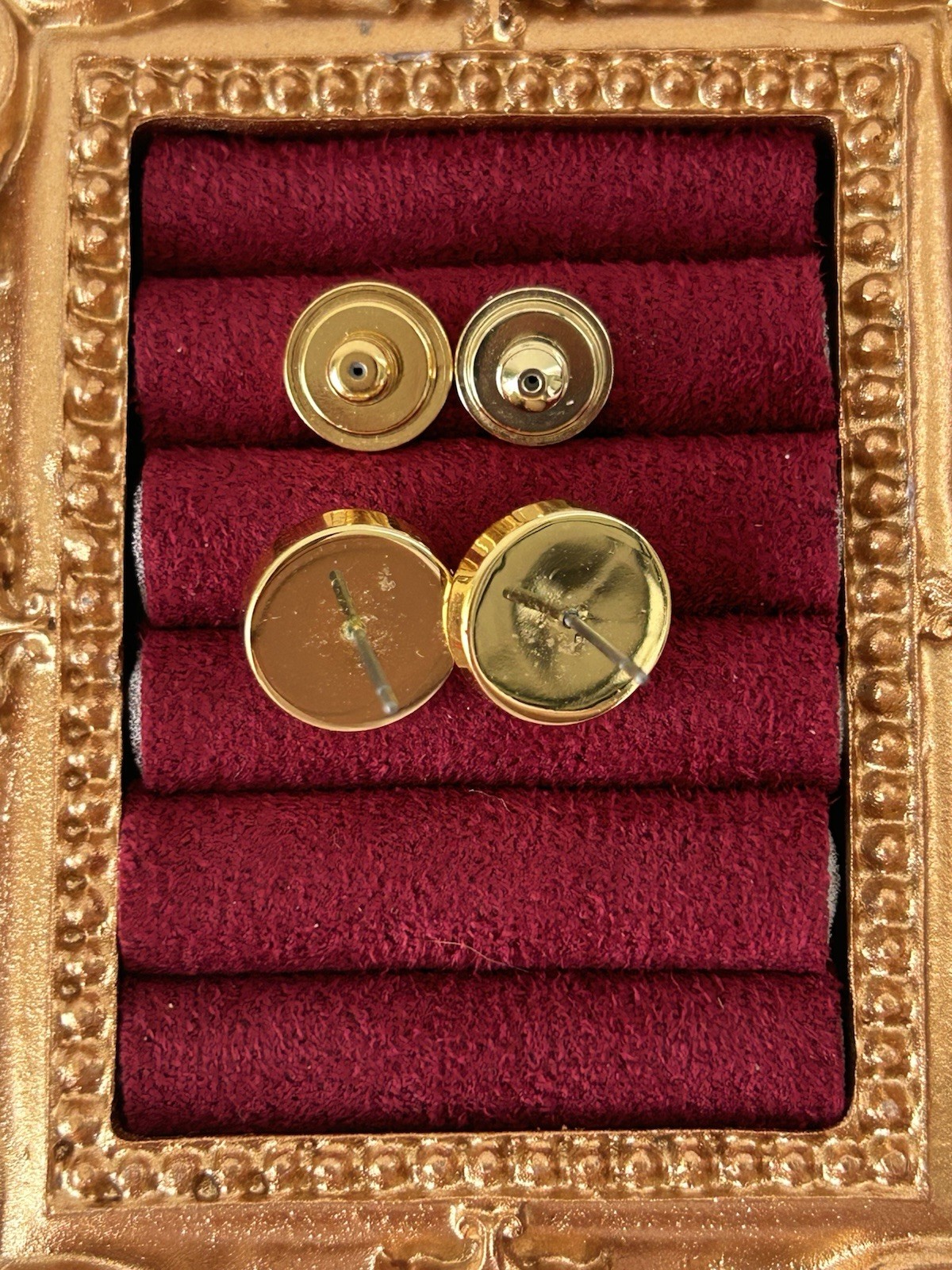 Tory Burch Logo Stud Earrings White Gold Tone
