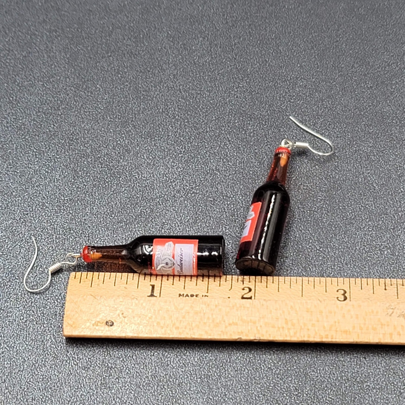Budweiser Beer Bottle Pierced Earrings 1 5/8″ NEW