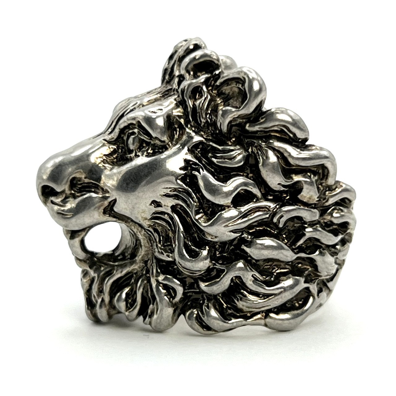 Gucci Lion Head Motif Ring Silver Tone Authentic Japan Size US 8