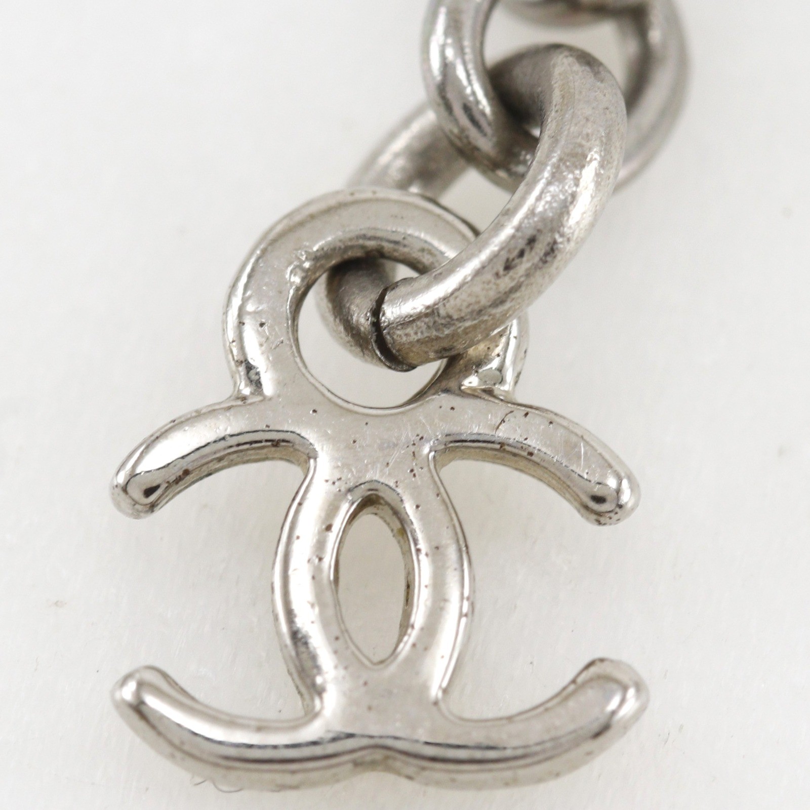 CHANEL COCO Mark ball Necklace Silver metallic/plastic 11.5g Women