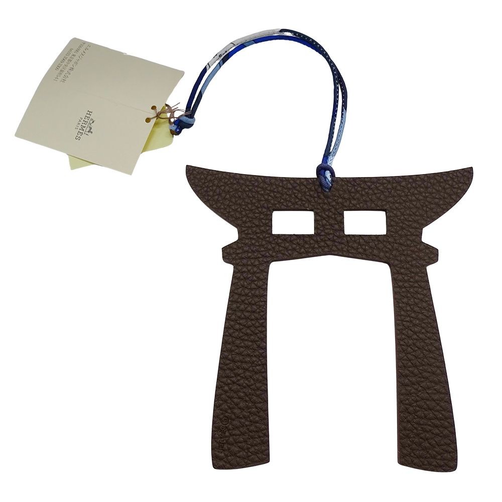 HERMES Charm Petit Ash Torii Ladies Mens Voeu Epsom Togo Purple Dark Brown Used