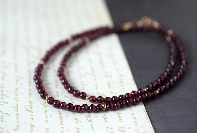 A++ Nature Garnet Smooth Round Gemstone Gold Felds Beads Handmade Necklaces 18”