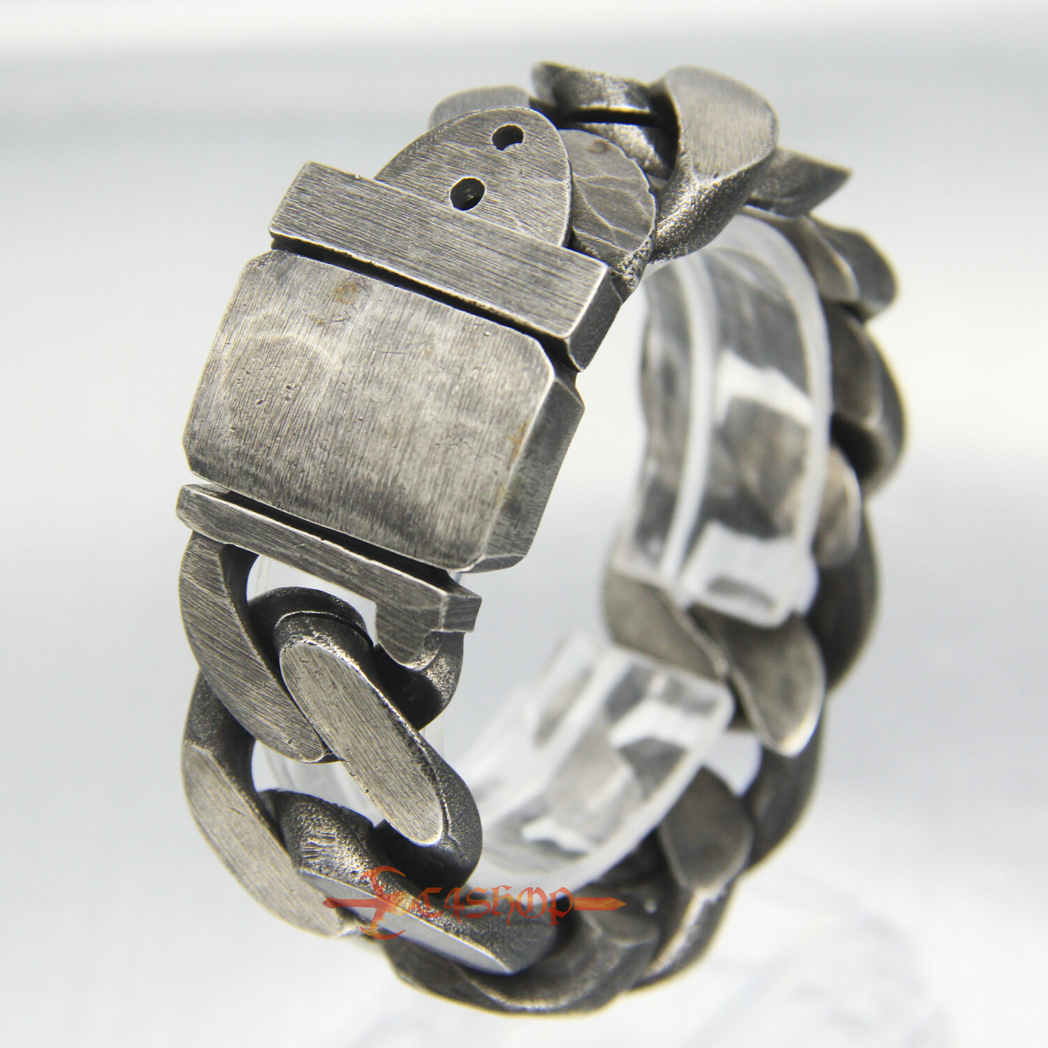 Heavy Retro Men’s Stainless Steel Cuban Chain Bracelet Gun Metal Buckle Clasp