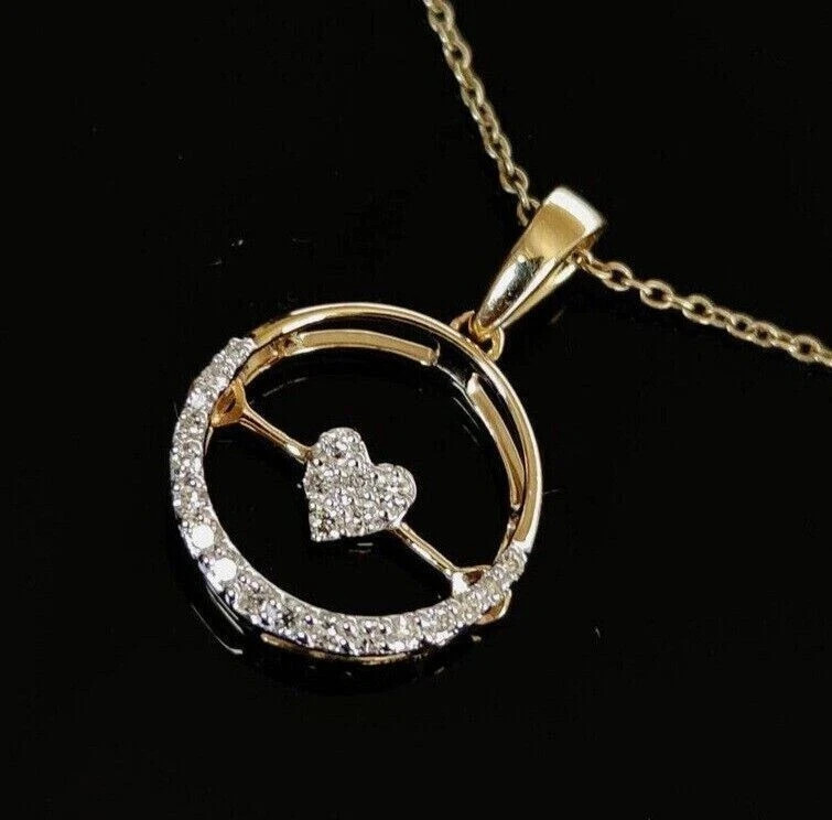 14k Yellow Gold Plated 2.78 Ct Round Simulated Diamond Stunning Love Pendant