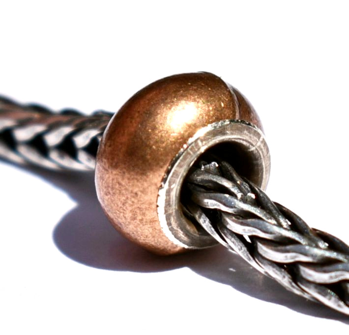 Copper charm bead, 9.5mm with full silver core, for European Charm Bracelets