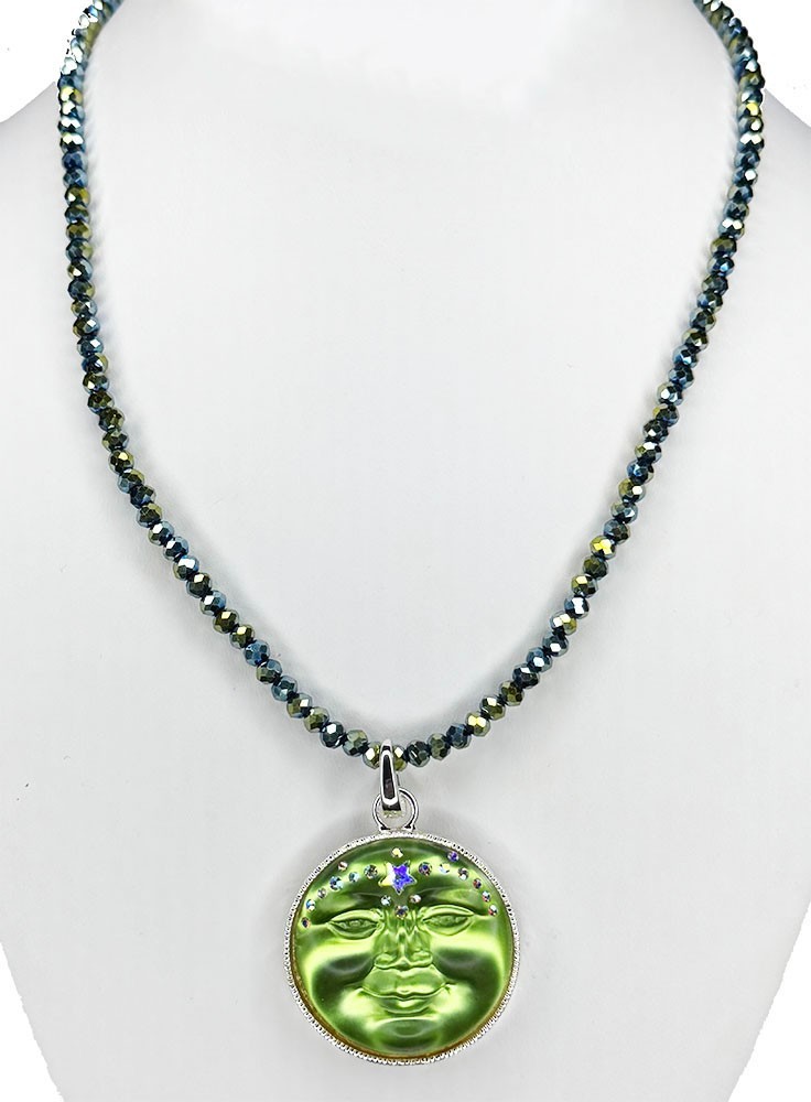 Kirks Folly Venus Mystic Seaview Moon 35mm Open Ring Charm Necklace silver