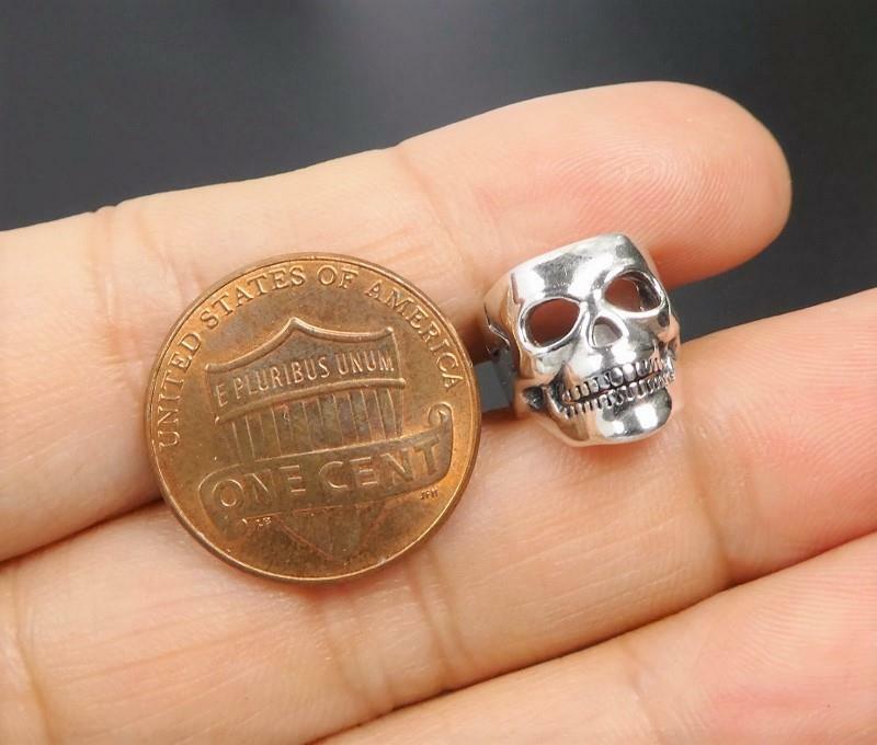 PAIR of Sterling Silver Small Skull Face Earring Ear Cuff Non Piercing Unique