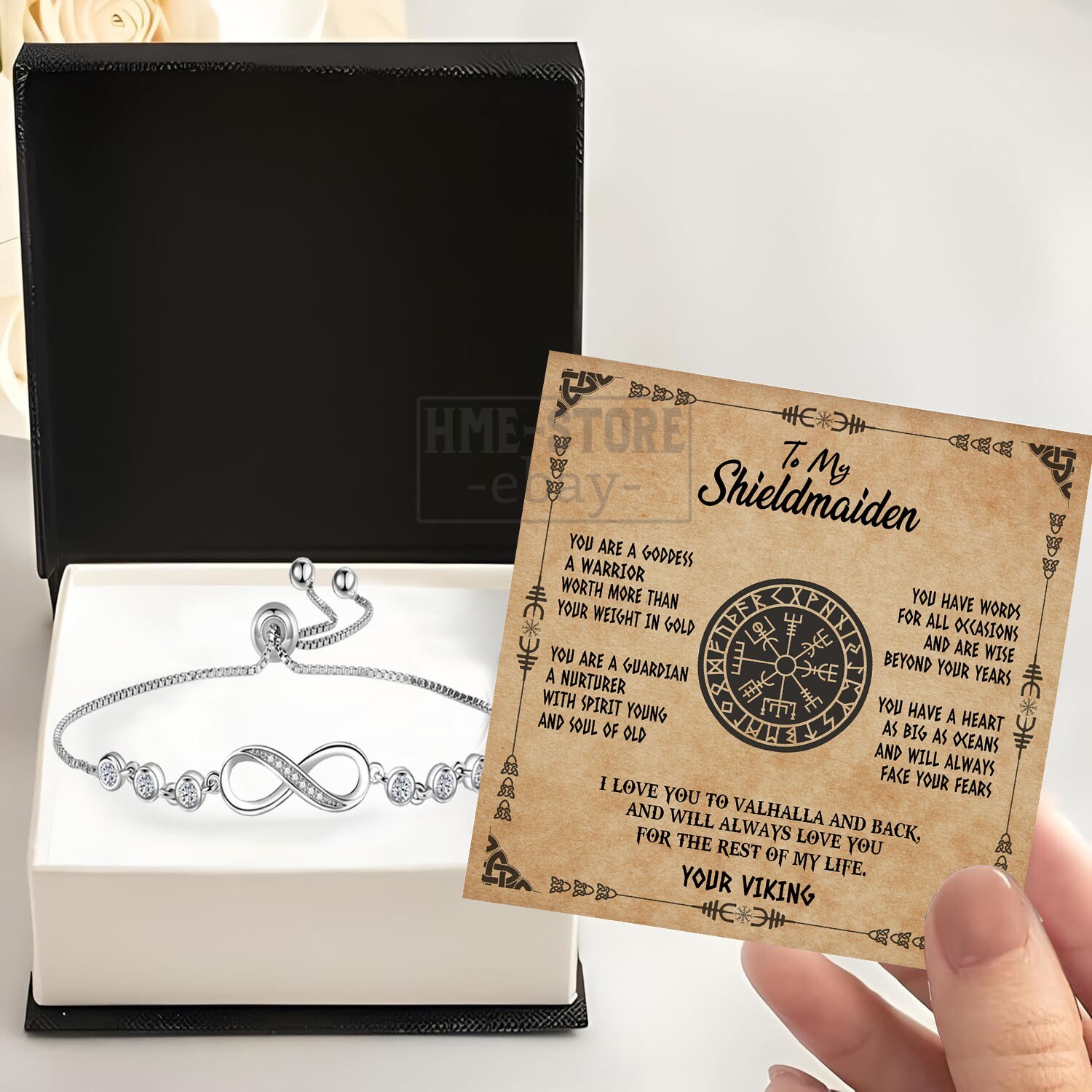 Shield-Maiden Infinity Bracelet for Viking Wife Women Norse Jewelry Always Love