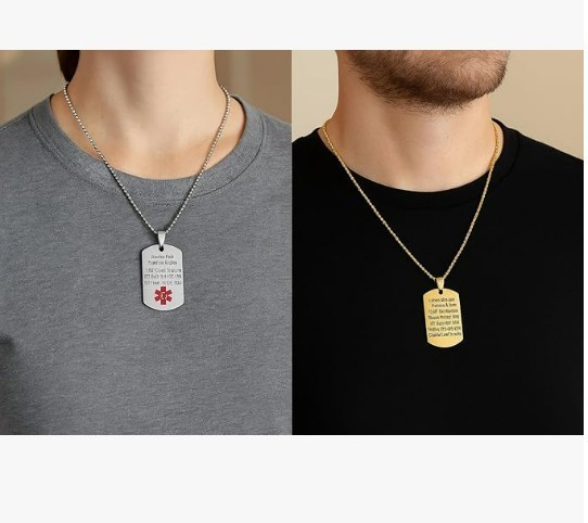 Personalised Engraved Men’s Necklace Army Dog Tag Any Text Birthday Anniversary