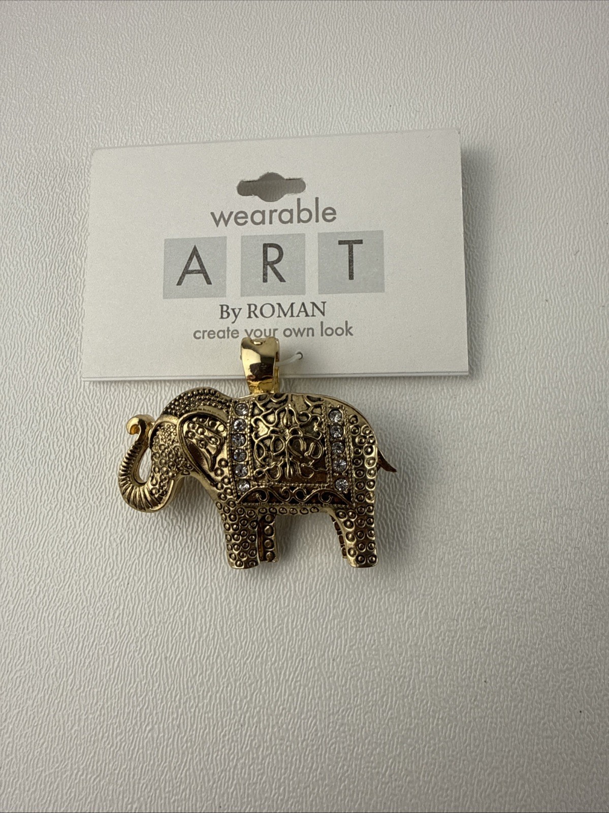 Wearable Art By Roman Gold Tone Elephant Pendant