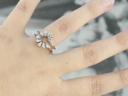 1.90Ct Round Cut Simulated Diamond Beautiful Enhancer Ring 14k White Gold Plated
