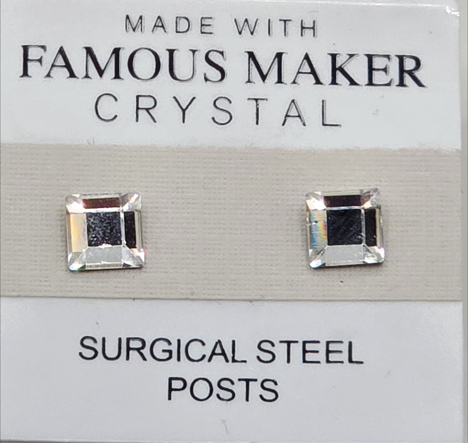 Silver Square Stud Earrings 6mm Crystal Made with Swarovski Elements
