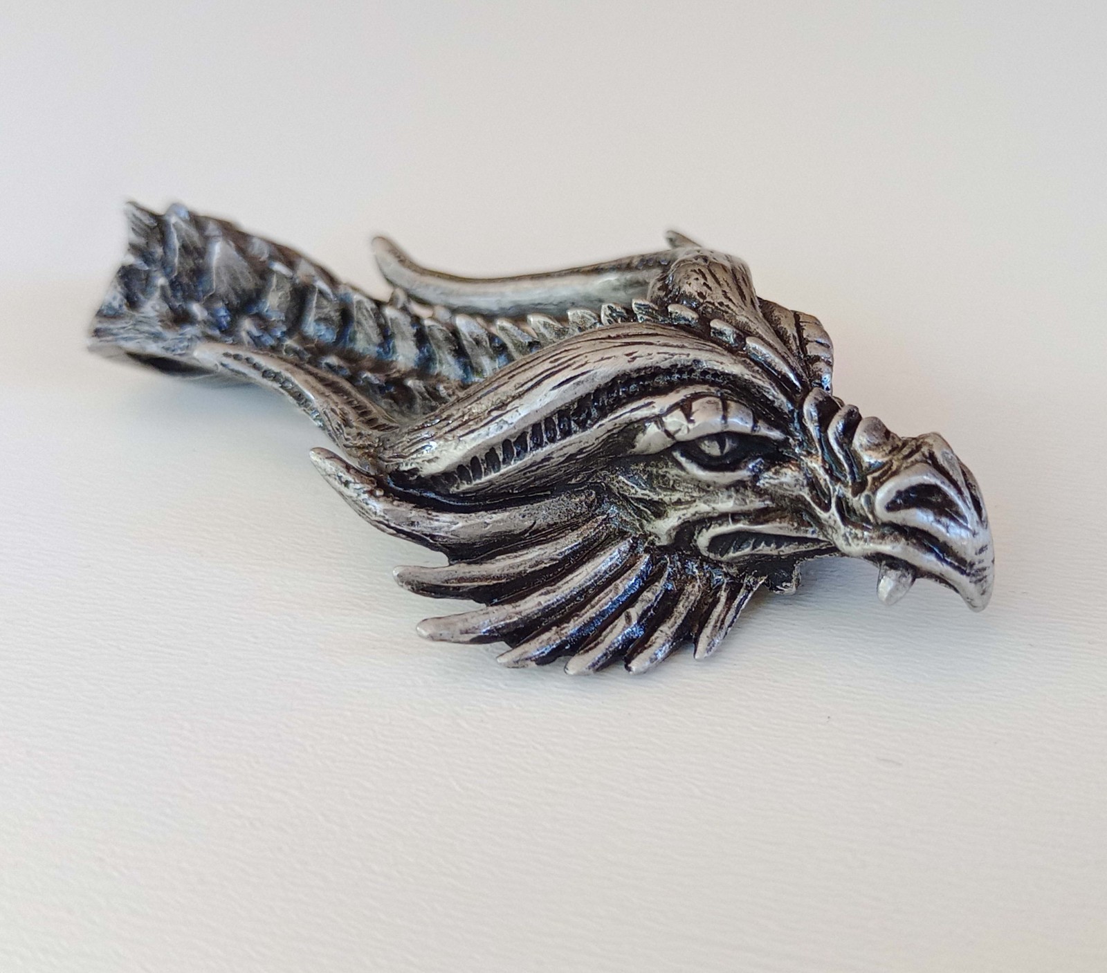 Lucky Dragon Head Pendant Fine Pewter Alchemy Gothic Magic Dragon Skull