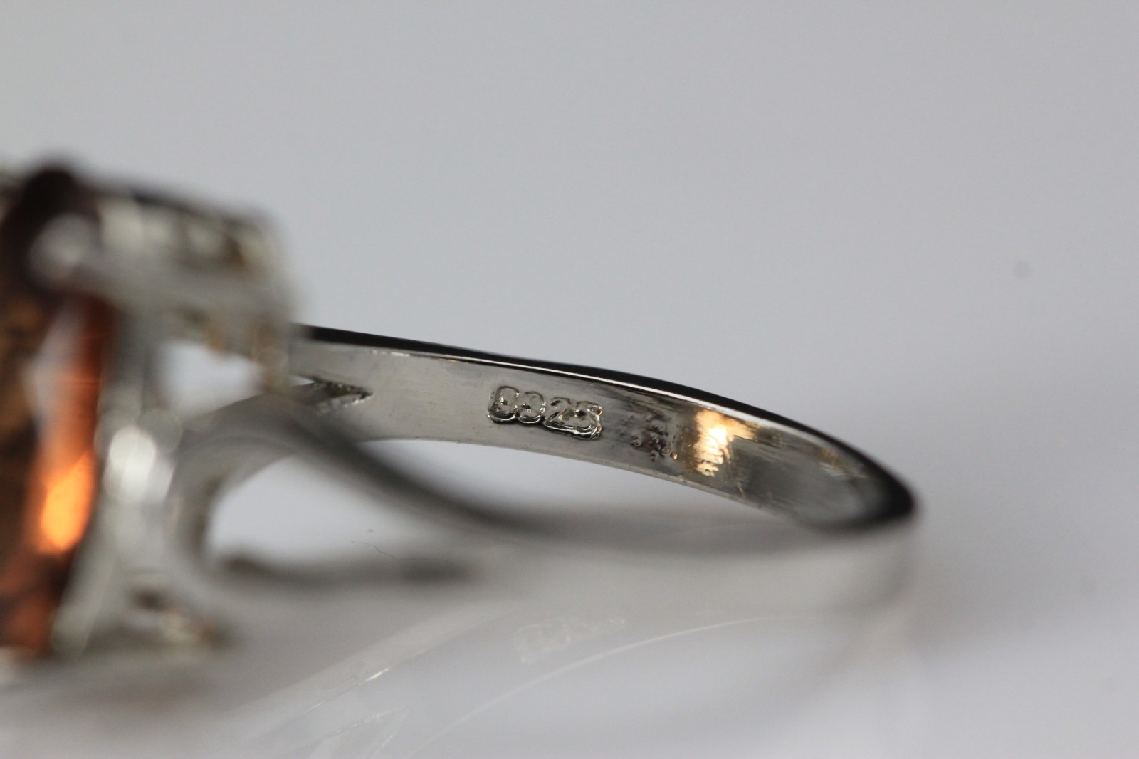 925 Sterling Silver Brown Oval Stone Size 6 Ring 3.2 Grams (RIN9759)