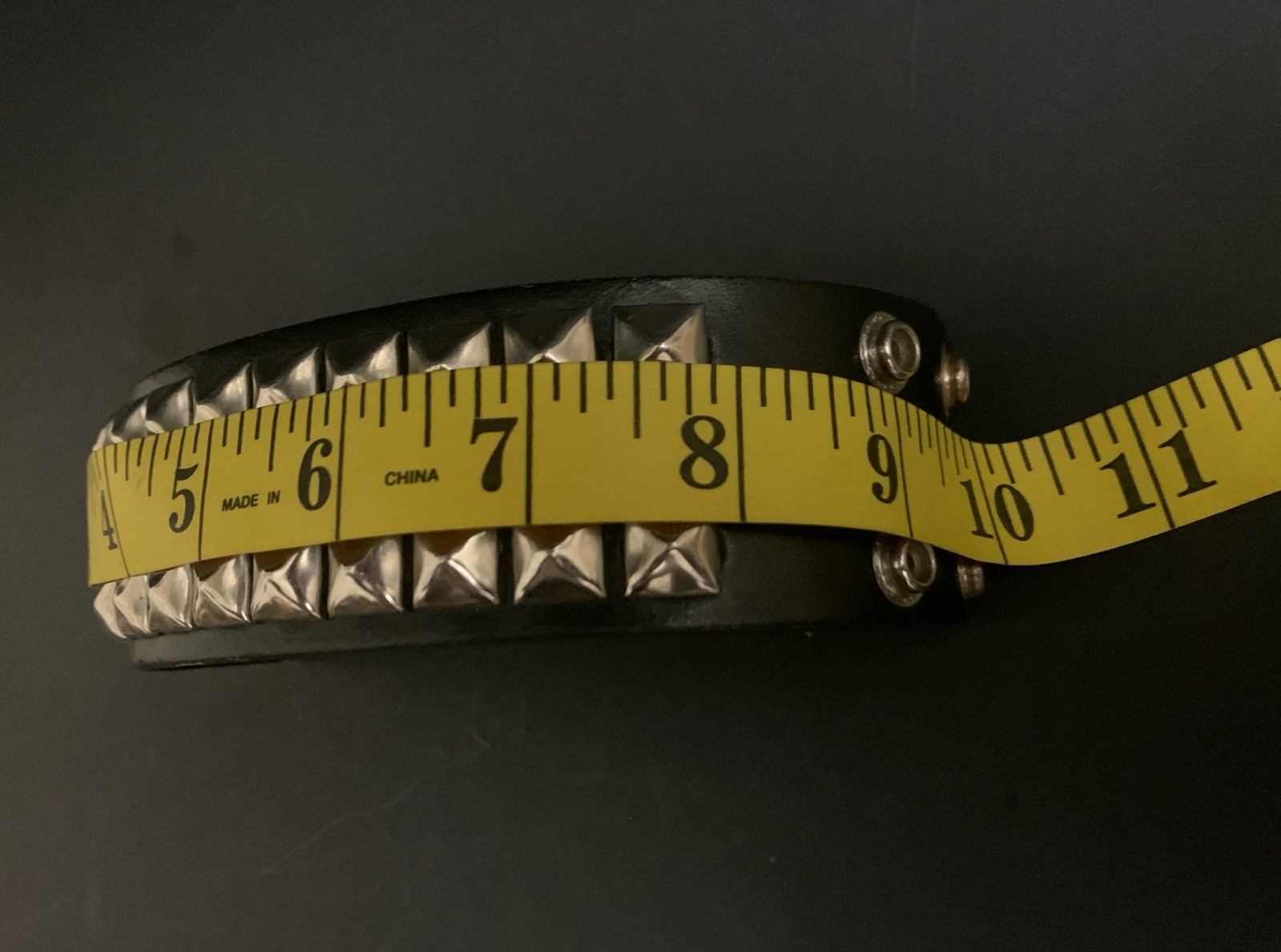 Pyramid 3 Row Stud Gothic Punk Y2K Faux Leather Cuff Bracelet Strap Size L/X