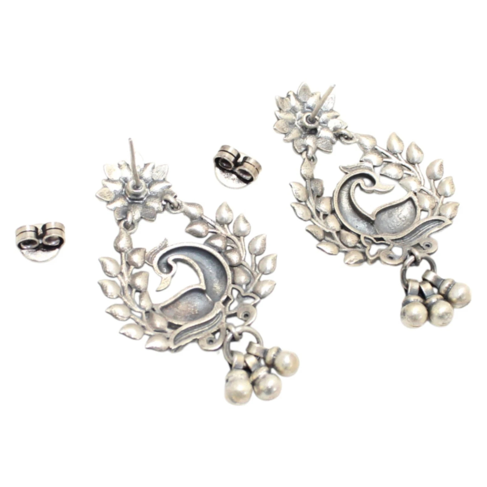 Traditional Peacock Earrings 925 Sterling Silver Zircon Stone Handmade Gift