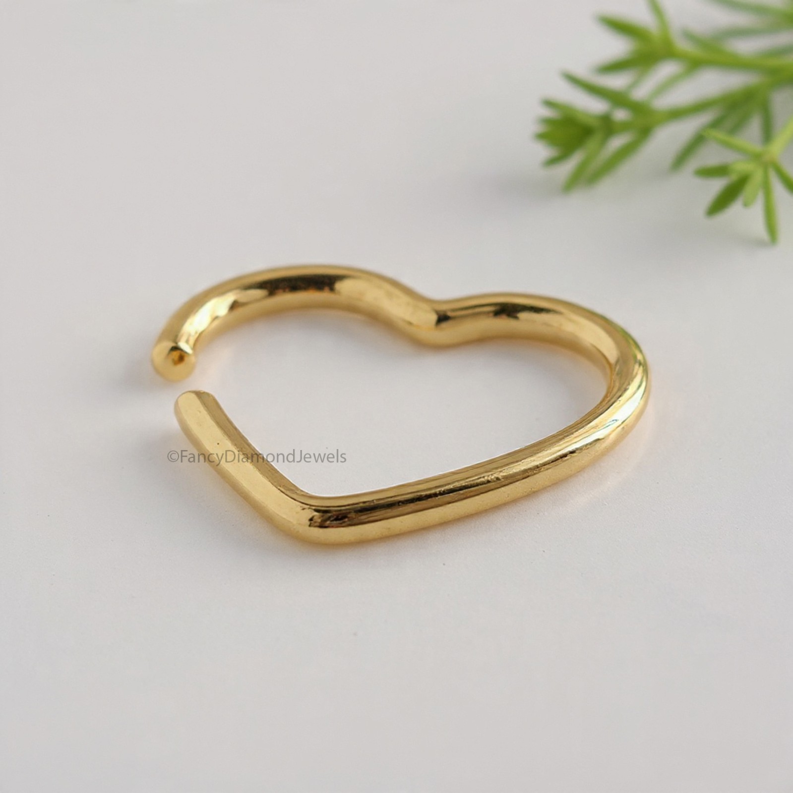 Heart Helix Ring Piercing Silver Yellow Gold Cuff Ear Wrap Gift For Her FD480