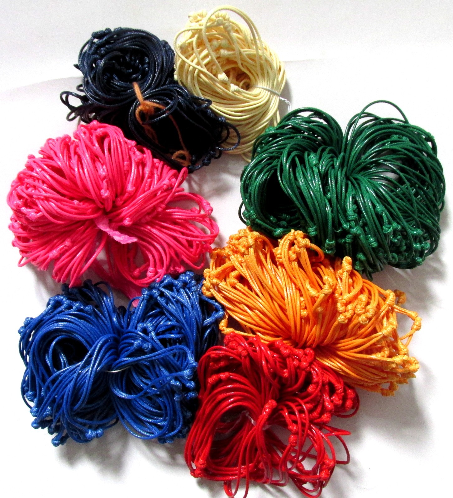 300 Mix Wax Leather Cord Bracelet. Adjustable Sliding Knot. 7 Colours Mixed.