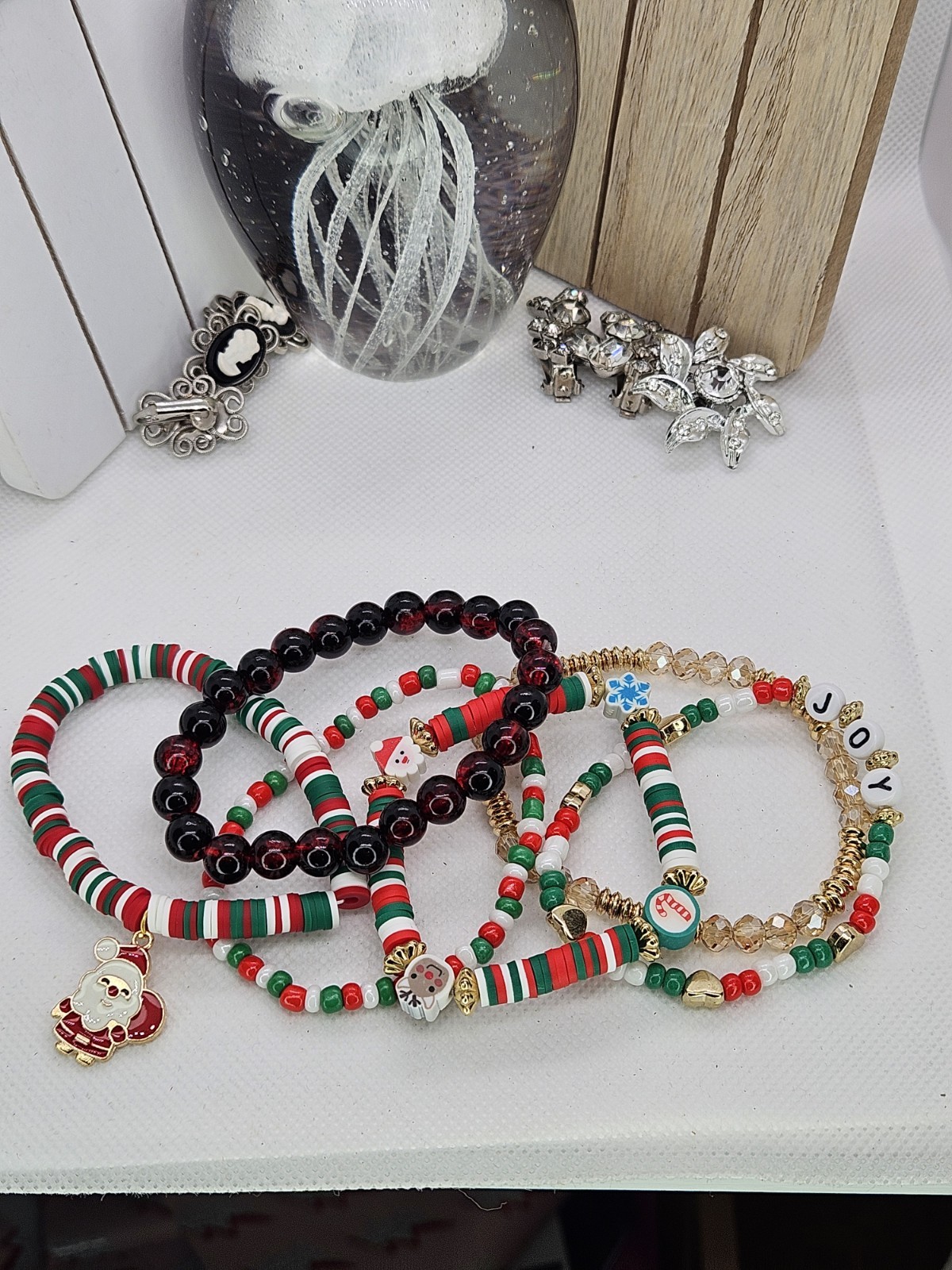 Joyful Christmas Colored Set Of 6 Bracelets Bundled For Xmas Gifts