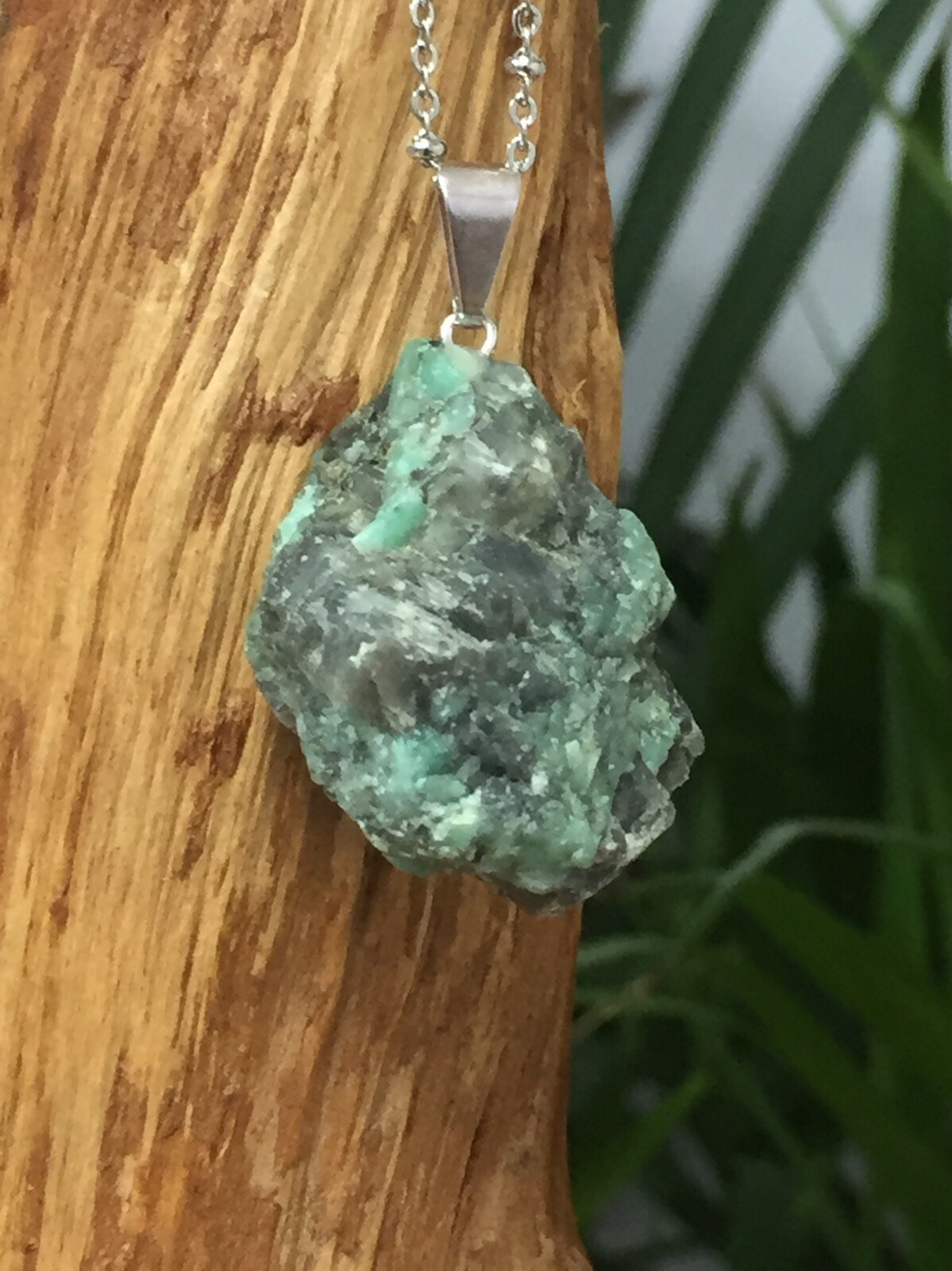 Rough Emerald Pendant Emerald Crystal Quartz Gemstone Specimen Reiki Chakra.