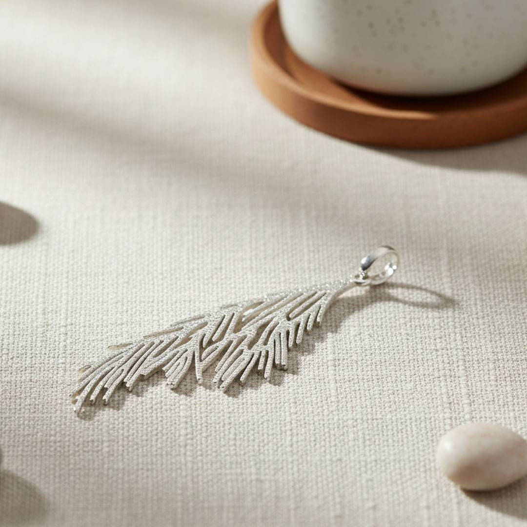 Good Luck Feather Charms Sterling Silver Charm Pendant