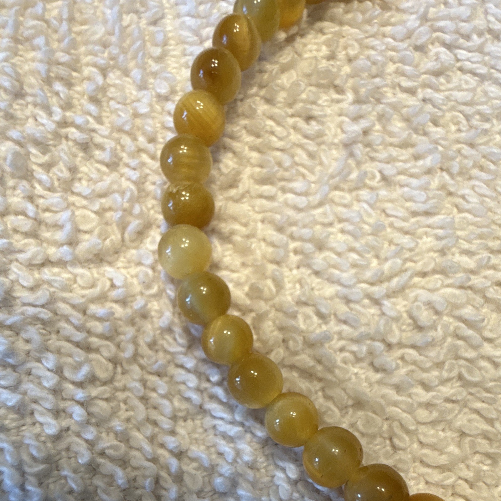 Yellow Jade / Stone Beaded Stretch Bracelet Round Ball Beads No Clasp