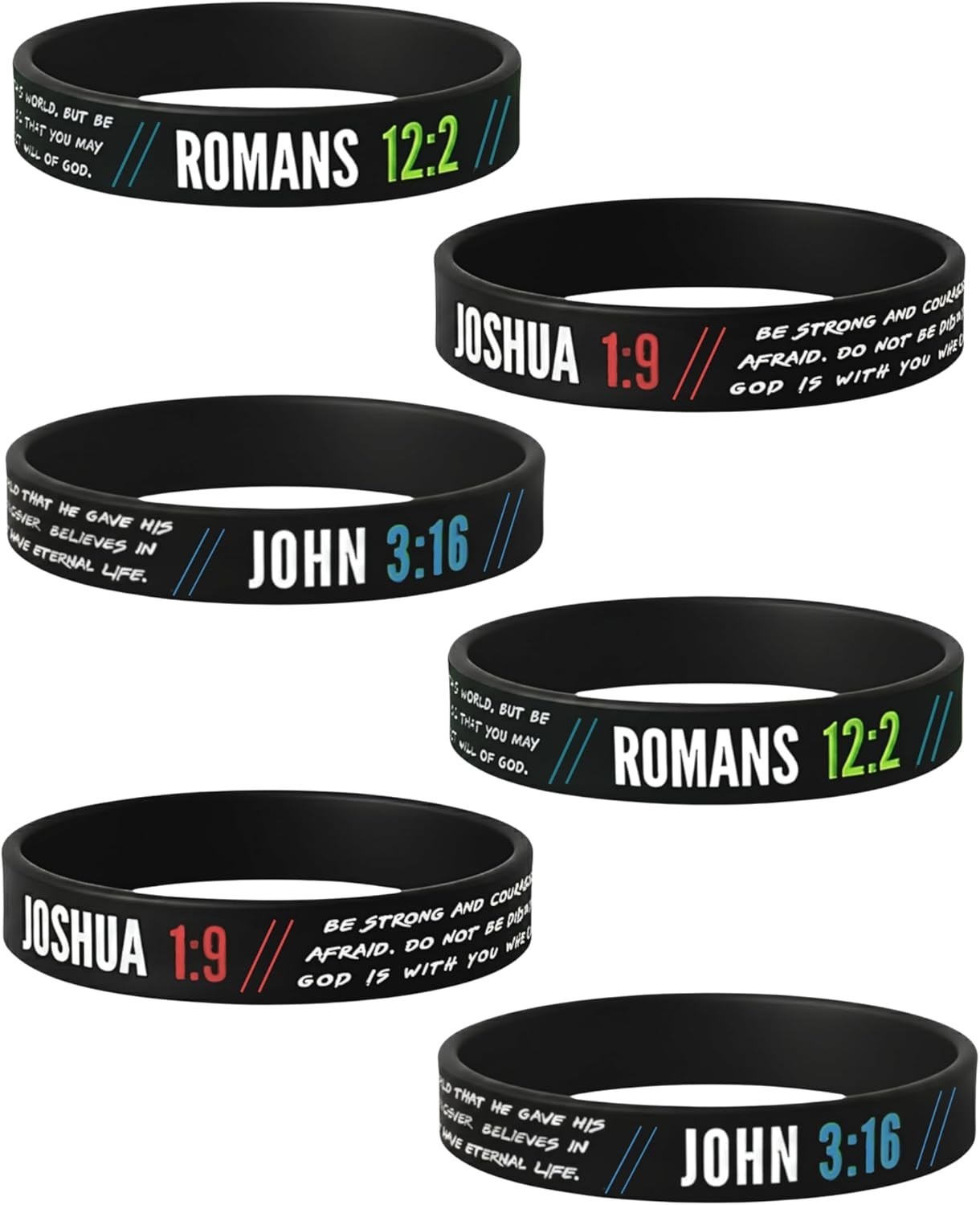 Christian Wristbands for Guys 6-pack – Bible Verse Bracelets