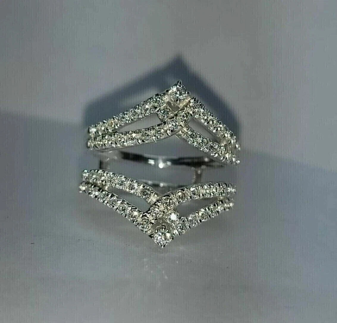 2 Ct Round Simulated Diamond Wedding Enhancer Ring 14k White Gold Plated Silver