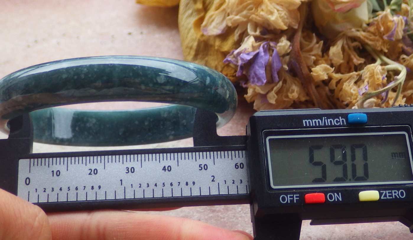Video Certified Dark Green A JADE JADEITE Round Bangle Bracelet 59mm 419941 TS