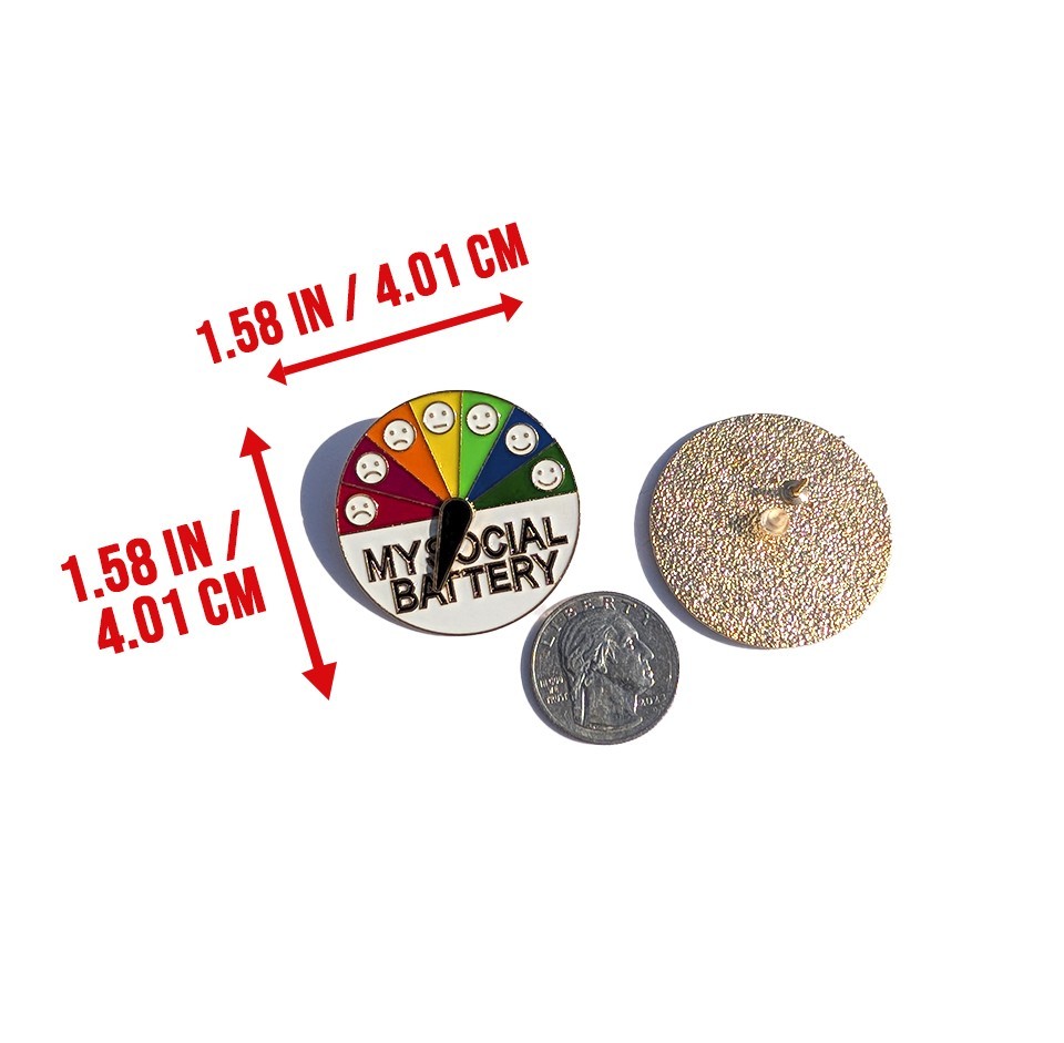 My Social Battery Pin Rotating For Caps And Clothing Enamel Badge Frog Brooches