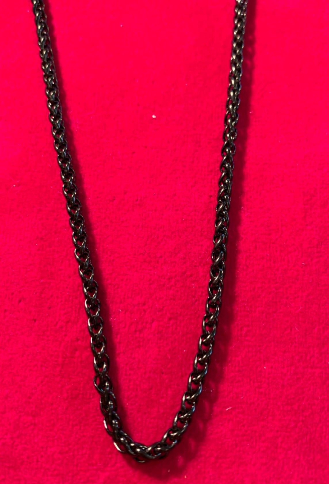 30 inch Unisex ,3mm Stainless Steel Black Plated Braided Wheat Necklace
