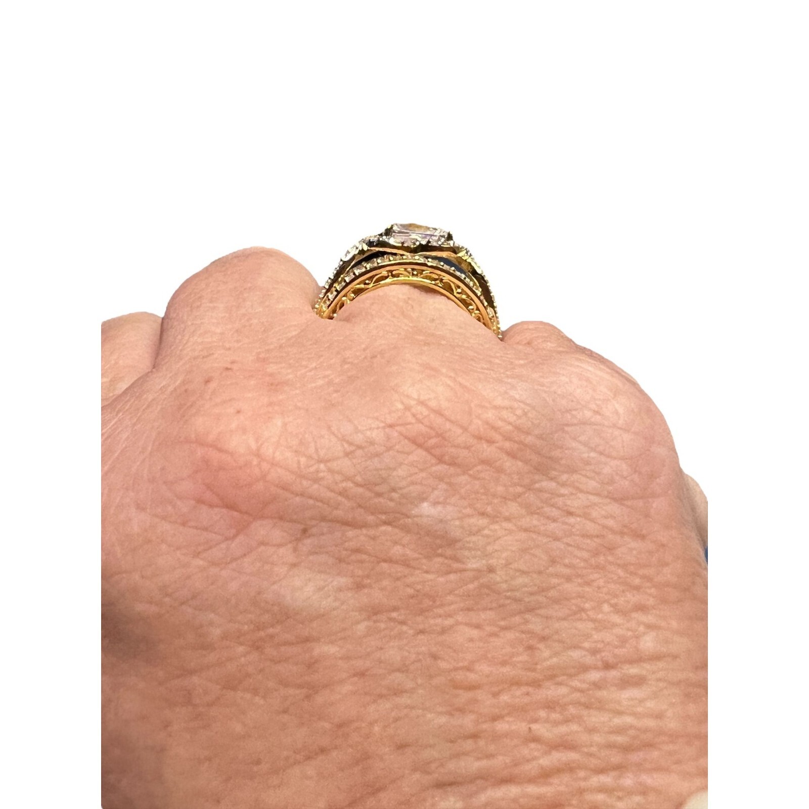 Palm Beach Jewelry Ring Gold Tone CZ Engagement Wedding Cocktail Size 9 NEW