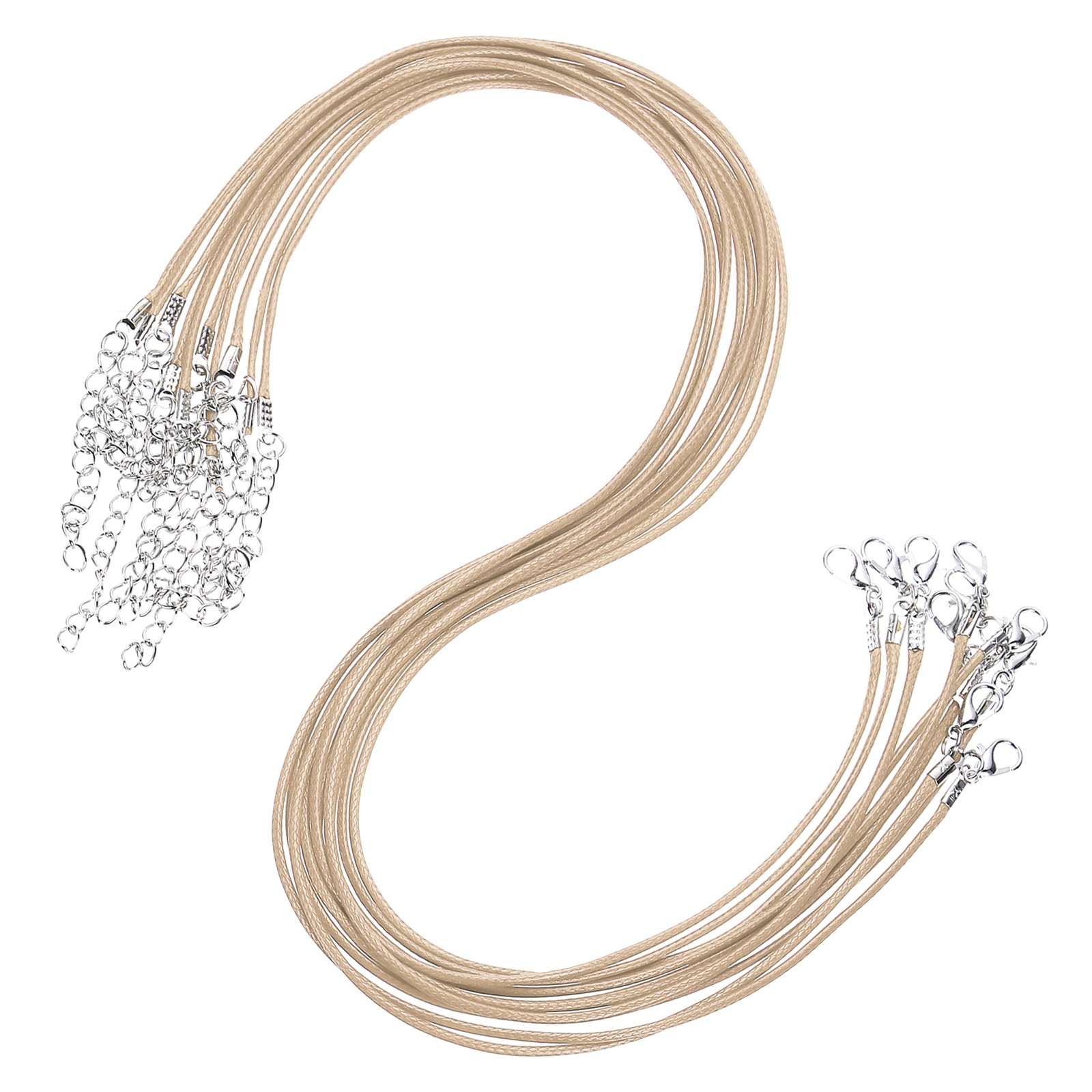 10pcs 18 Inch Waxed Necklace Cord 1.5mm for Jewelry Making, Khaki