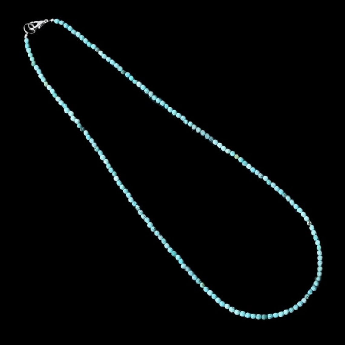 A++ Genuine Turquoise Faceted Round Gemstone Beads Handmade Necklaces 24” Women