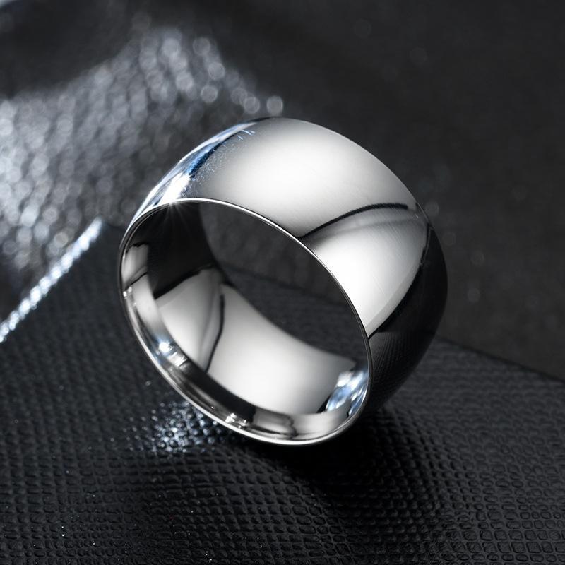 Men S Stainless Steel Dome Ring, 12mm Wide Polished Wedding Band, Comfort Fit