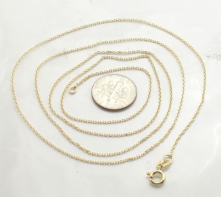 Technibond 1mm Cable Rolo Chain Necklace 14K Yellow Gold Clad Sterling Silver